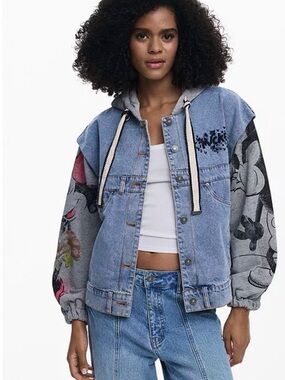 Desigual Light Blue Denim Jacket with Mikey Mouse